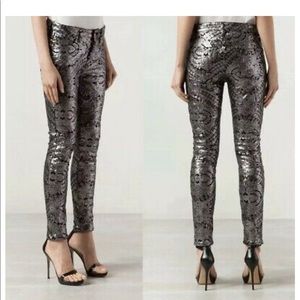 7 For all mankind metallic sequined bling skinny
